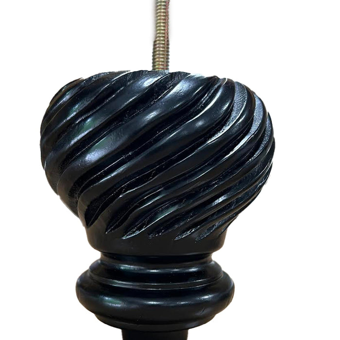 LWT62B Carved Turned Furniture Legs with Casters - Black finish