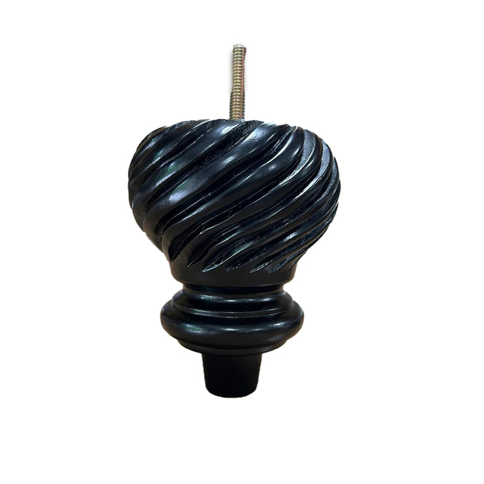 LWTA62B Carved Turned Furniture Legs without Casters - Black Finish