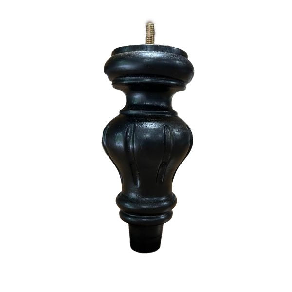 LWTA75B Carved Turned Furniture Legs without Casters - Black Finish