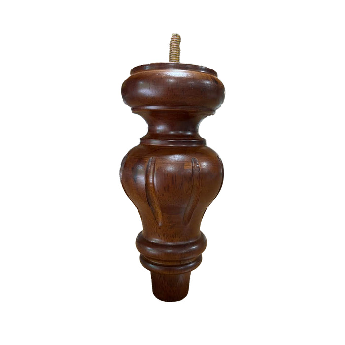 LWTA75W Carved Turned Furniture Legs without Casters - Walnut Finish
