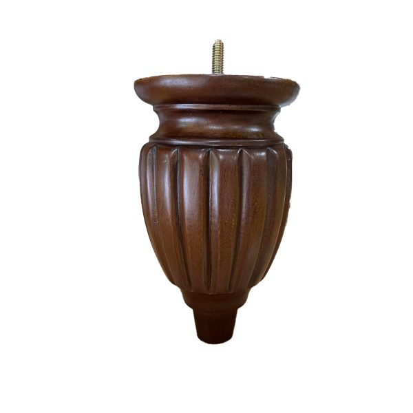 LWTA8W Carved Turned Furniture Legs without Casters - Walnut Finish